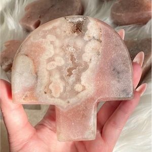 Pink Amethyst druzy decor mushrooms